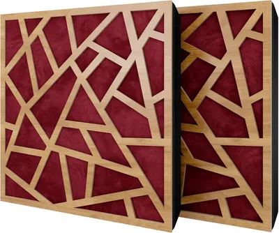 Imagen del producto de Juego de 6 paneles acústicos de pared SKYROSS, 50x50x5 cm, roble/burdeos