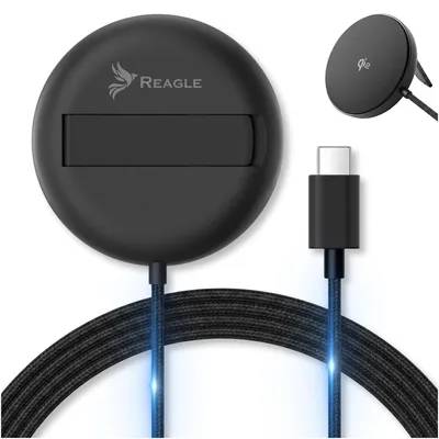 Produktbild von MagSafe Qi2 Ladegerät Induktive Ladestation 15W Magnet Wireless Charger Kabelloses Ladepad Kompatibel mit Samsung Galaxy Apple iPhone AirPods Schwarz