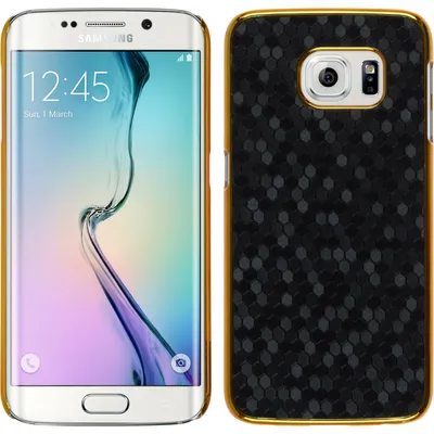 Produktbild von PhoneNatic Case kompatibel mit Samsung Galaxy S6 Edge - Hülle schwarz Hexagon Hard-case + flexible Folie