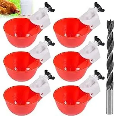 Immagine prodotto di Abbeveratoio automatico per polli - Set da 6 pezzi - Plastica - Rosso