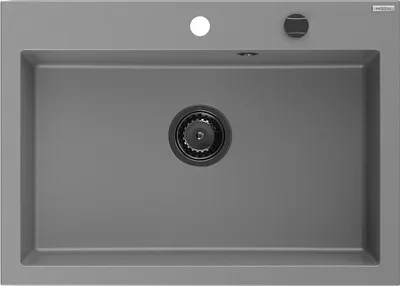Produktbild von Mexen Elix Granitspüle 1-beckig 700 x 500 mm, Grau, Schwarzer Siphon - 6526701005-71-B