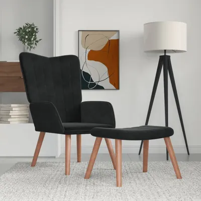 Produktbild von Maison Exclusive - Relaxsessel mit Hocker Schwarz Samt