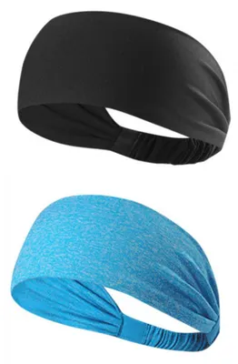Obrázek produktu pro Sportovní čelenka, balení 2 kusů, unisex, elastická, prodyšná, neklouzavá, vhodná pro běh, sport, fitness a cestování