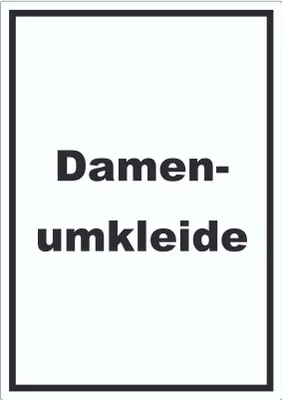 Produktbild von Damenumkleide Aufkleber mit Text hochkant A9 (37x52mm)