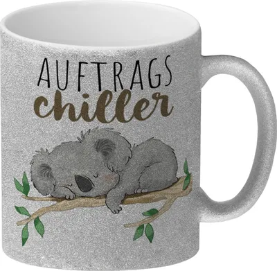 Produktbild von Koala Glitzer-Kaffeebecher mit Spruch Auftragschiller