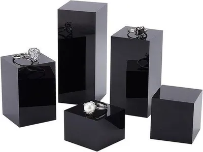 Image de Boîtes à bijoux en plastique noir, différentes tailles : 3/4/6/8/10 cm