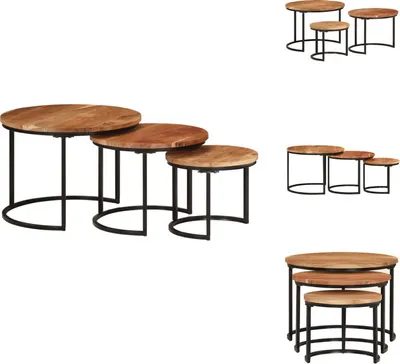 Produktbild von vidaXL Satztische 3 Stk. Massivholz Akazie -  Couchtische