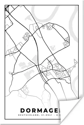 Produktbild von MuchoWow® Poster Karte - Dormagen - Stadtplan 20x30 cm - Papierdruck