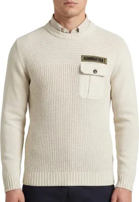Produktbild von Aeronautica Militare Pullover gestrickt beige einfarbig normale Passform