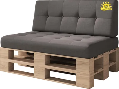 Produktbild von sunnypillow Palettenkissen Verona Kaltschaum UV - beständig Outdoor/Indoor  2er Set 120 x 80 Grey
