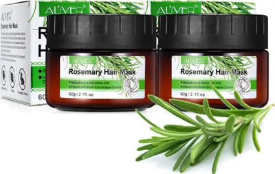 Produktbild von Haarmaske Haarkur Haarpflege Rosmarin trockenes krauses gefärbtes Haar Bio Vegan, 2x 60g