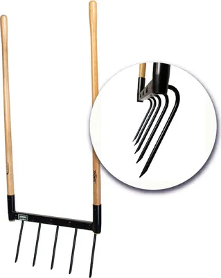 Immagine prodotto di De Woeler DW5 Forca da giardino - Attrezzi da giardino - Vanga ergonomica - Manici in legno  - Acciaio inossidabile - 45cm