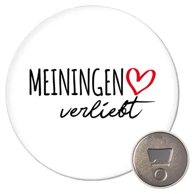 Produktbild von Huuraa Magnet Meiningen verliebt 59mm Kühlschrankmagnet rund Flaschenöffner Geschenkidee