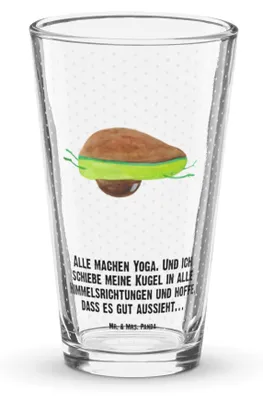 Produktbild von Mr. & Mrs. Panda Tumbler Avocado Yoga - Transparent - Geschenk, Glas, Hilfe, Bierglas, Unsportlich, Cocktailglas, Bauch, Haha, Longdrinkglas, Rührglas, Wasserglas, Humor