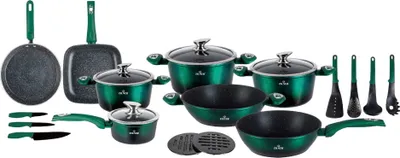 Obrázek produktu pro ZILNER 21dílná mramorovaná sada nádobí Emerald Noir Zl-8542
