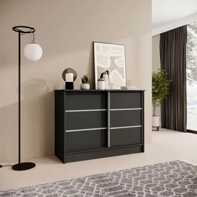 Produktbild von BEAUTYSOFA | Kommode MIRELA 100 cm Schwarz, Sideboard mit 2 Schiebetüren, Modernes Design, viel Stauraum