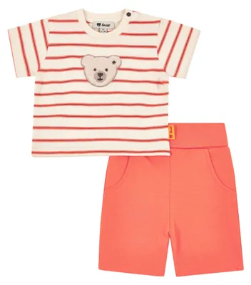 Produktbild von Steiff Set Shorts mit T-Shirt Kurzarm EU Größe 86 Persimmon, Sommerhose kombinie