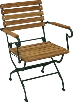A studio shot of a single garden chair.