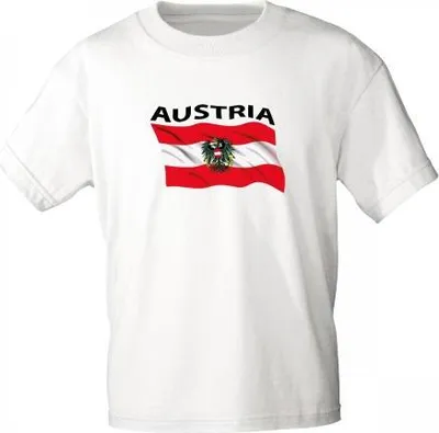 Produktbild von T-Shirt mit Print - wehende Fahne AUSTRIA Österreich - 76304/1 Gr. S-2XL Größe - XXL