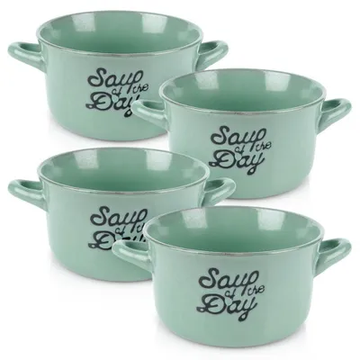 Produktbild von SIAKI Collection | Suppentassen Keramik - 4er Set - Suppenschüsseln Grün 600 ml