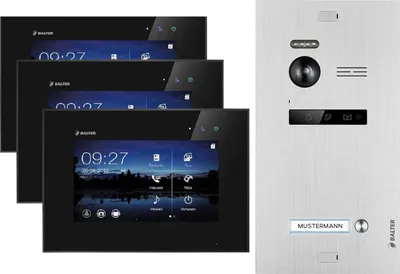 Produktbild von Balter EVO Video-Türsprechanlage für Einfamilienhaus mit 3x 7 Zoll Monitor Silber Schwarz
