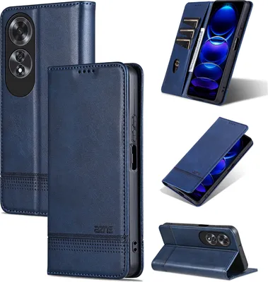 Obrázek produktu pro Kožené pouzdro pro Oppo A60 4G, skládací peněženkové pouzdro s magnetickým uzávěrem a stojánkem modré