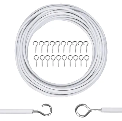 Immagine prodotto di 10 metri di corda per tende con set di 20 ganci