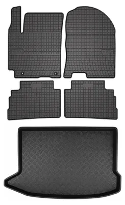 Produktbild von Gummimatten + Kofferraumwanne für Hyundai Kona I 2018- (Standard-Kofferraum) – Schwarz, passgenau – Wielganizator SolidPRO