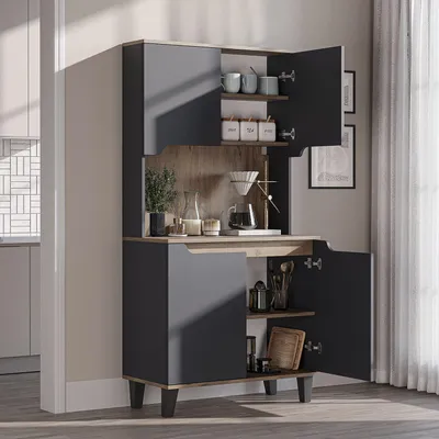 Produktbild von Roomart DEFNE Küchenschrank 90 cm breit, Anthrazit-Eiche