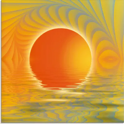 Produktbild von ARTland Glasbild Abstrakter Sonnenuntergang Größe: 20x20 cm