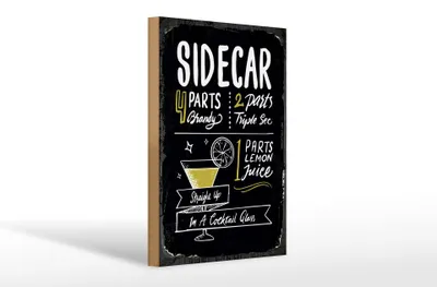 Produktbild von Holzschild Rezept Sidecar Cocktail Recipe 20x30cm Geschenk