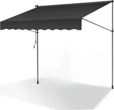 Produktbild von Faziango Klemmmarkise mit Handkurbel, 400x120cm Balkonmarkise, UV-beständig 50+ höhenverstellbar Sonnenschutz ohne Bohren für Terrasse und Balkon Grau