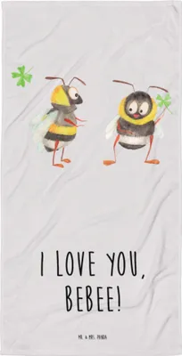Produktbild von Mr. & Mrs. Panda Handtuch Bienen Paar - Grau Pastell - Geschenk, für Freundin, Frotteehandtuch, Strandlaken, Frauen, Liebesbeweis, Strandtuch, Großes Badehandtuch
