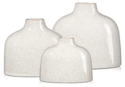 Produktbild von 3er Set Keramik Vasen in Sandfarbe für Blumenarrangements