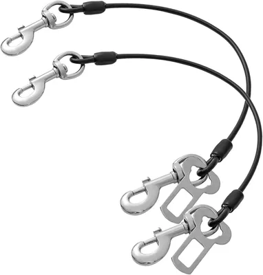 Imagen del producto de Arnés de seguridad para perros, con doble clip, de 40 cm, para perros de hasta 24 kg, ideal para el coche y para paseos