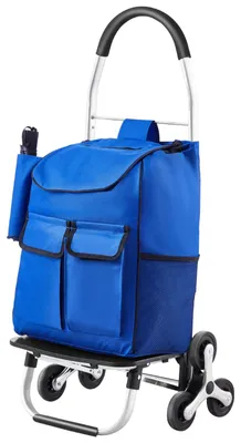 Image de Chariot de courses pliable, dimensions 445 x 375 x 990 mm, diable à 6 roues pour monter les escaliers, sac de rangement en tissu Oxford, idéal pour les courses, le bureau