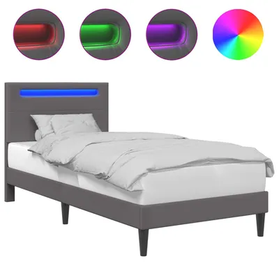 Obrázok produktu pre vidaXL Rám postele s LED osvetlením, sivý, 90 x 190 cm, umelá koža