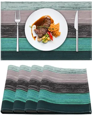 Platzsets aus Leinen, 4er-Set, rutschfest, 45x32 cm, blau