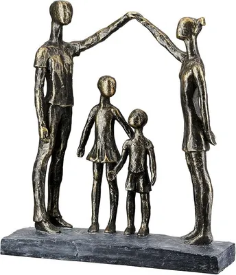 Imagen del producto de Escultura Casablanca, "Manos protectoras", figura decorativa de bronce y resina, estatua para sala de estar u oficina, decoración. Altura: 30 cm, Ancho: 26 cm. Escultura moderna, temática familiar