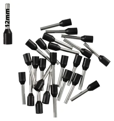 Aderendhülsen 1,5 mm² schwarz isoliert, 12 mm, 25 Stück