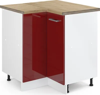 Produktbild von Eckunterschrank Vicco R-Line Rot Hochglanz 75.6 cm , AP Eiche, Model 45492