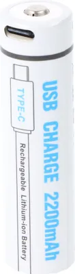Zdjęcie produktu dla Ogniwo okrągłe 18700, Li-ion, 3,7 V, 2200 mAh, 8,14 Wh, z portem ładowania USB-C, 71,1 mm x 18,5 mm