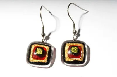 Produktbild von Ohrringe mit Glasstein Rot Gold Fusing