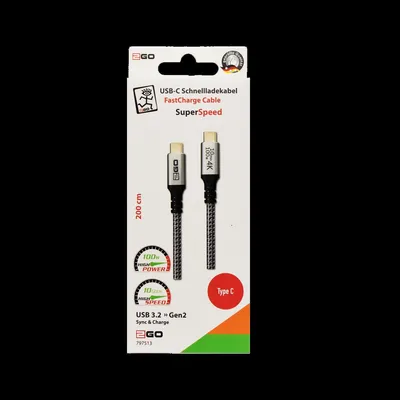 Produktbild von 2GO Schnellladekabel USB-C 100W 10Gbps  2m
