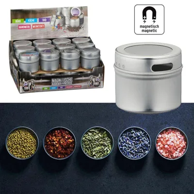 Image de 24x boîte de rangement magnétique distributeur d'épices salière & poivrière