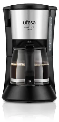 Productafbeelding van Ufesa CG7125 Capriccio, filterkoffieapparaat, 1,2 liter, geschikt voor gemalen koffie, 680 W, zwart, roestvrij staal