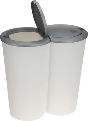 Produktbild von Excellent Houseware Doppelabfallbehälter, Polypropylen, 2x25 l, weiß/grau