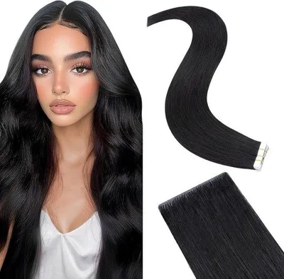 Produktbild von Famanu Tape-Extensions Echthaar 30 cm - Ravenzwart