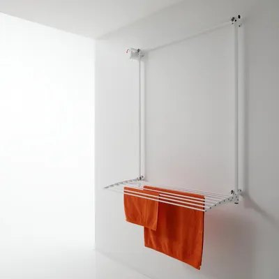 Produktbild von Wand-Wäscheständer mit Gitter, ideal für Balkon, Bad oder Waschküche – Foxydry Wall 152 cm Weiß