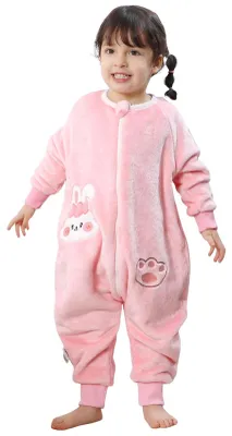 Produktbild von Warmer Flanell-Winterschlafsack mit Füßen und Reißverschluss für Babys und Kinder